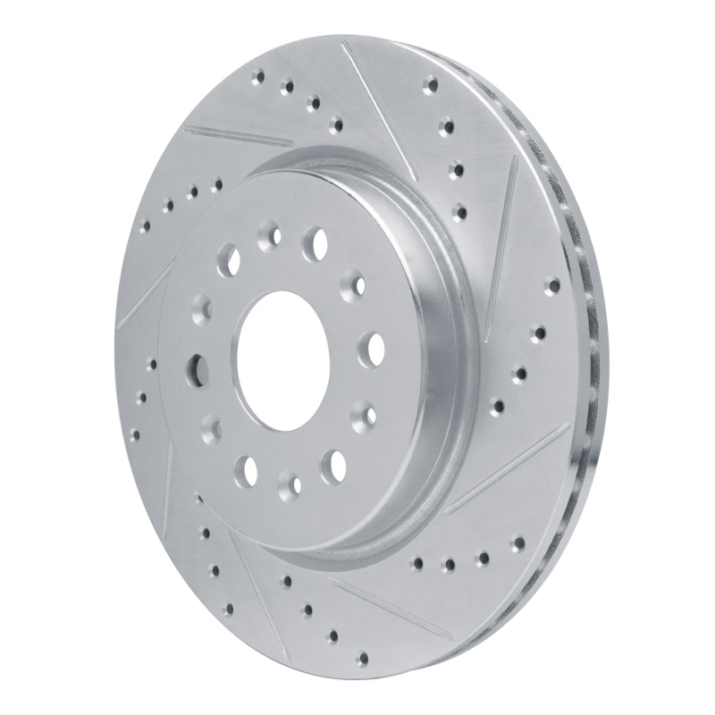 Buick Enclave Brake Rotor (1) - Rear Right - R1 Concepts - Drilled & Slotted - Silver - `17-`25